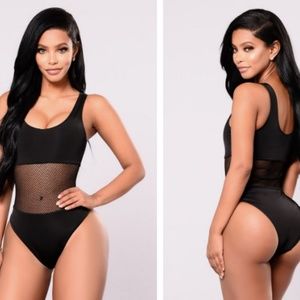 Fashion Nova Mesh Waist One Piece Swimsuit